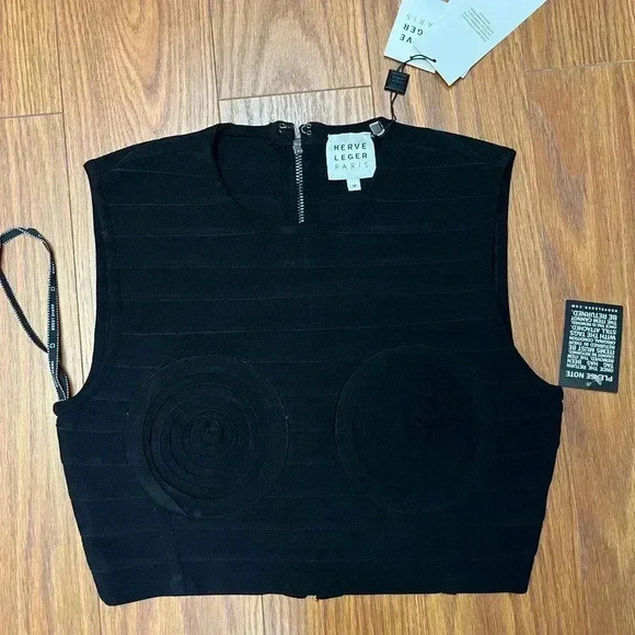 NWT Hervé Léger Milano Molded Cup Bandage Crop Top Black - Picture 5 of 7